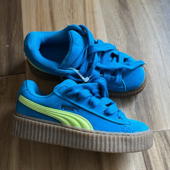 Fendy Puma Creeper Phatty By Rhianna NWOT Women’s Size 6 Blue Neon Green - Picture 7 of 13